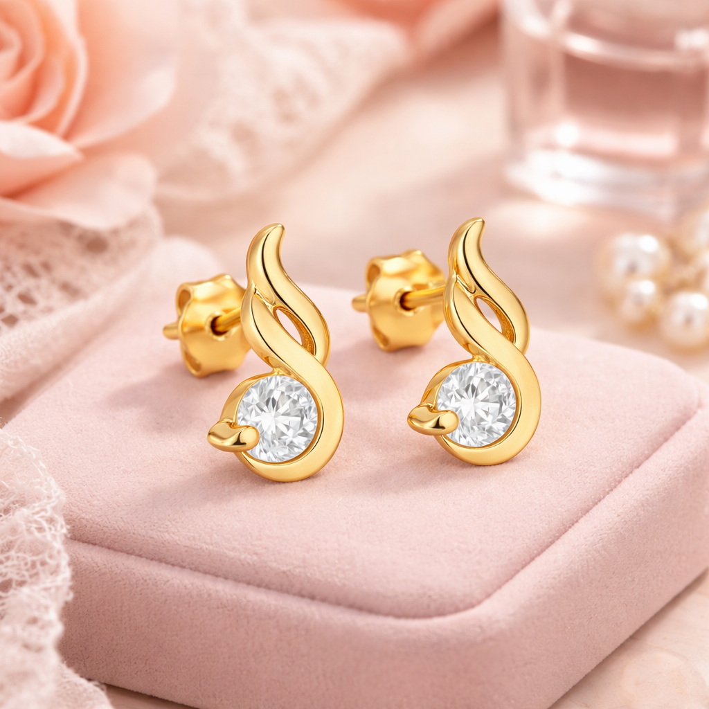 Boucles d’oreilles plaqué or 18 carats & zirconium