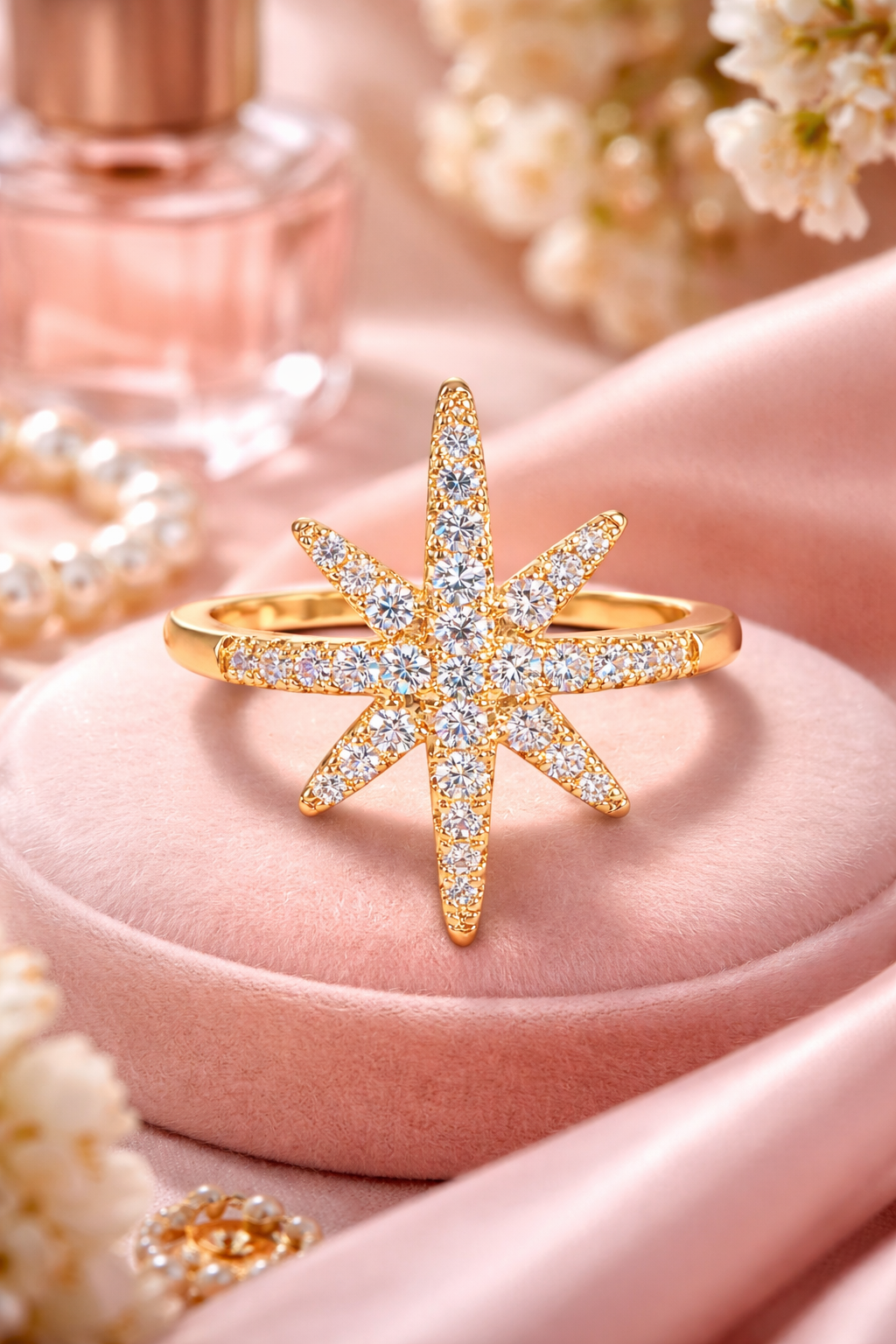 Bague Étoile en Plaqué Or 18 Carats & Zirconium – Éclat Élégant