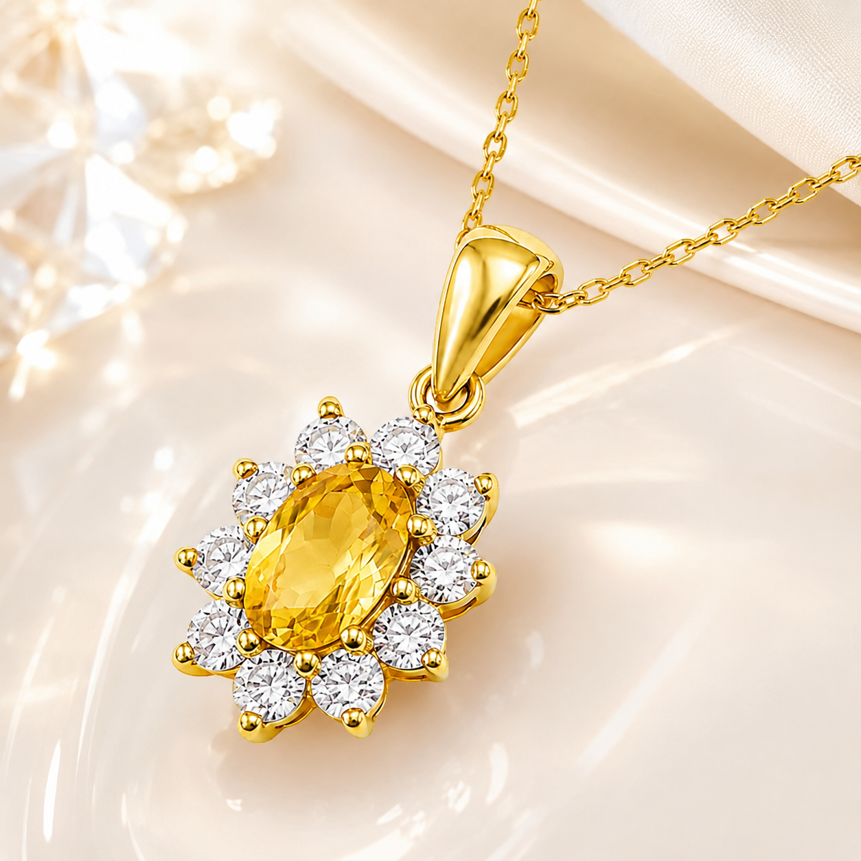 Collier Élégance Solaire – Plaqué Or Jaune 18 Carats & Zirconiums