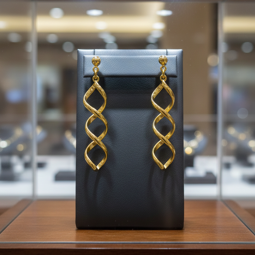 Boucles d’oreilles torsadées – Plaqué Or  | pendantes élégantes