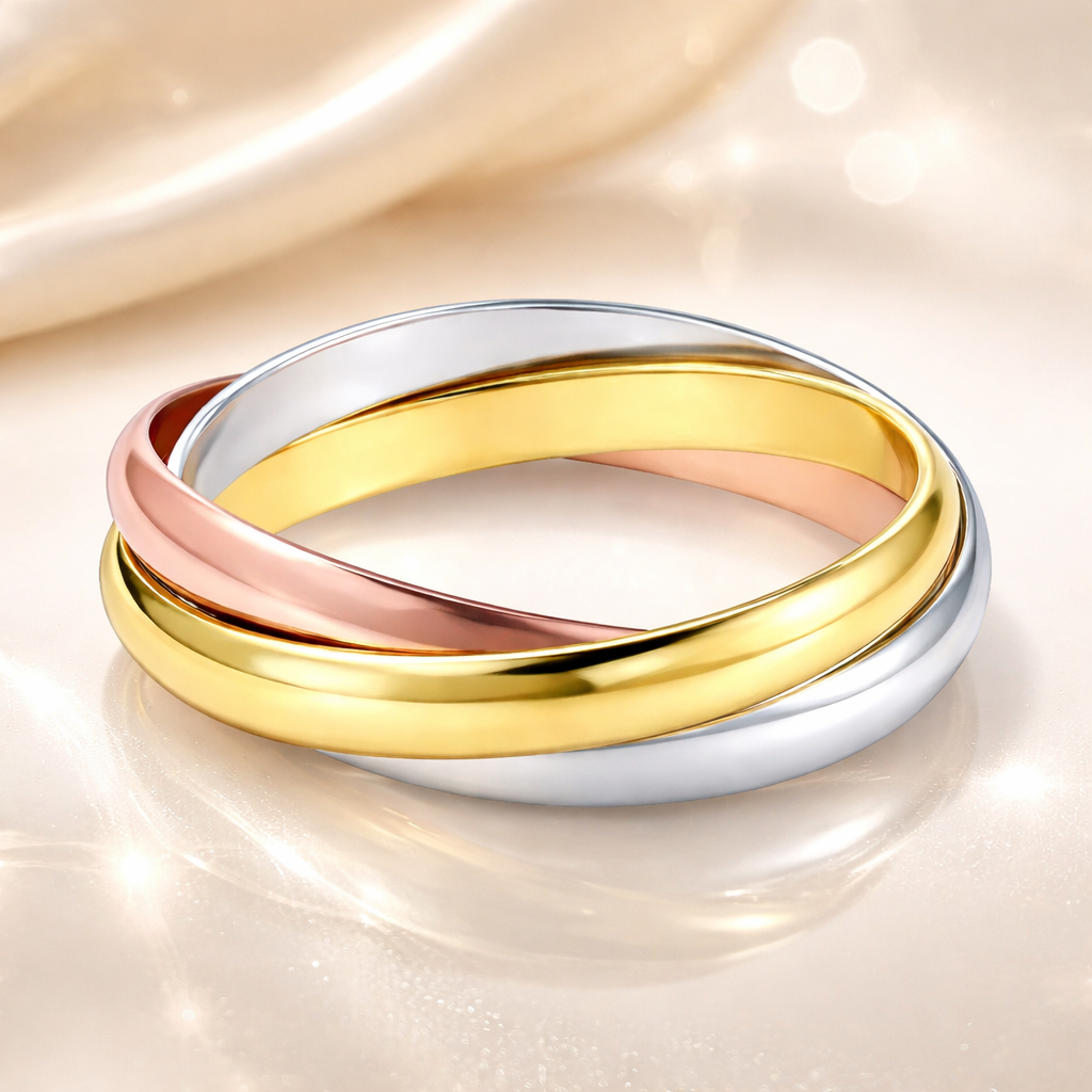 Bague 3 anneaux entrelacés – Plaqué or 18 carats