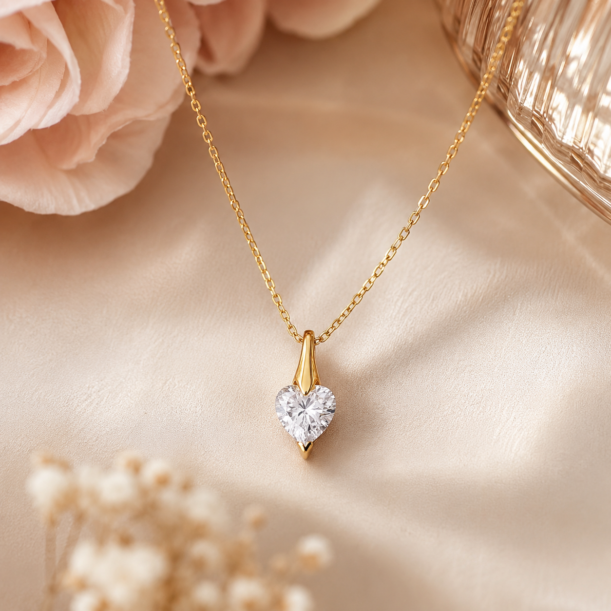 Collier Cœur Éclat – Plaqué Or Jaune 18 Carats & Zirconium
