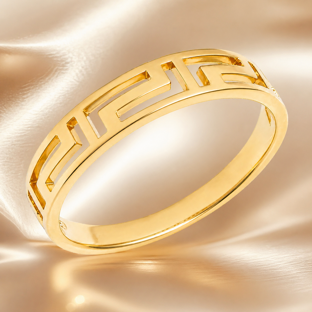 Bague motif grec – Plaqué or 18 carats