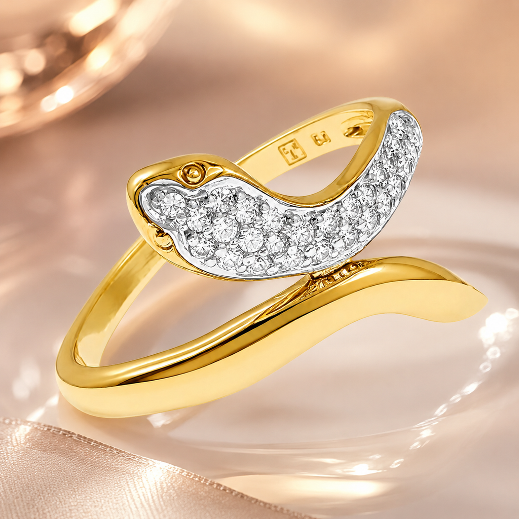 Bague Serpent – Plaqué Or 18 Carats & Zirconiums