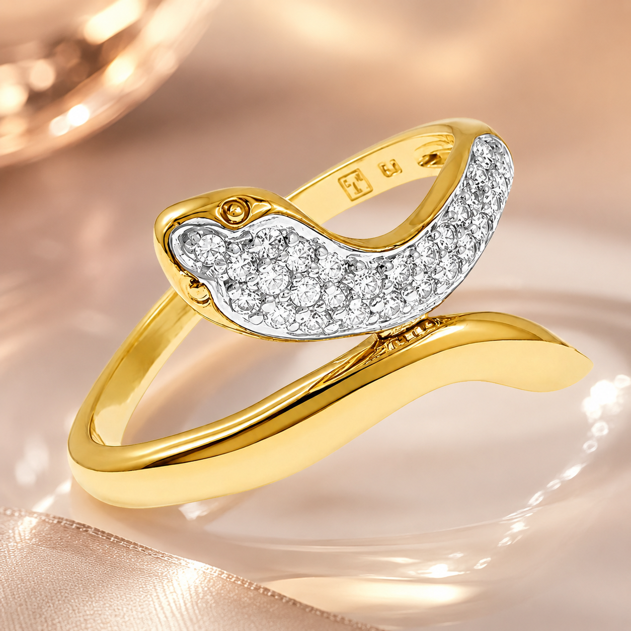 Bague Serpent – Plaqué Or 18 Carats & Zirconiums