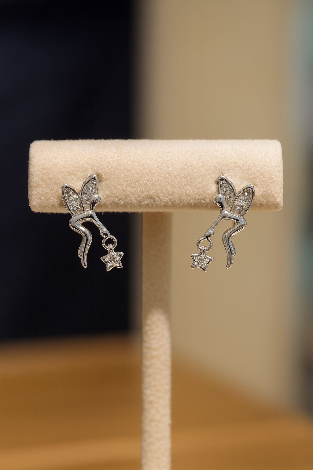 Boucles d’oreilles Fée & Étoile – Argent Rhodié & Zirconium Blanc | Brillance Féérique