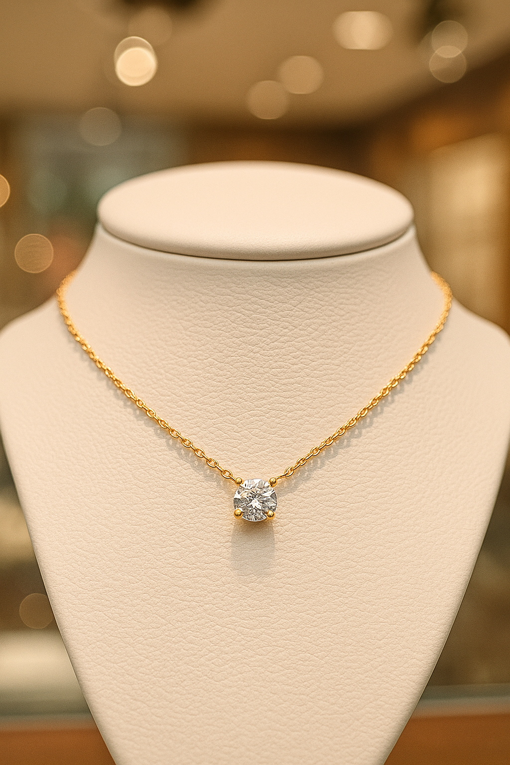 Collier en Plaqué Or & Zirconium – Chaîne 45 cm Ajustable