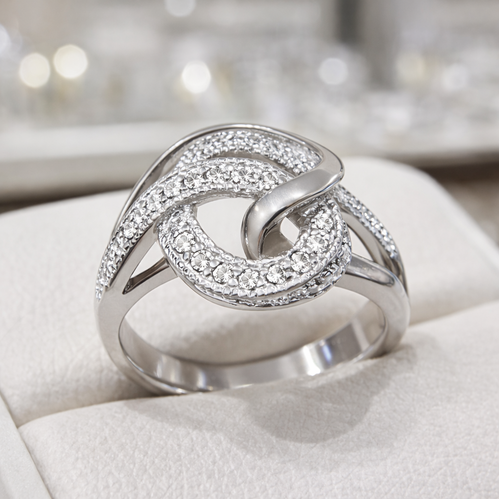 Bague Design en Argent 925 Rhodié & Zirconium