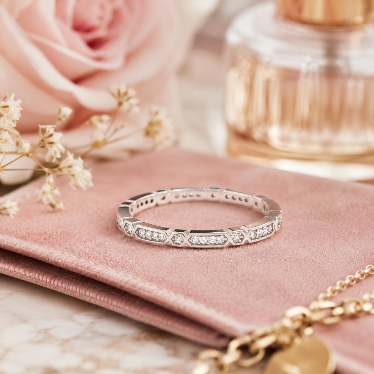 Bague Hexa Éclat – Argent 925 Rhodié & Zirconiums
