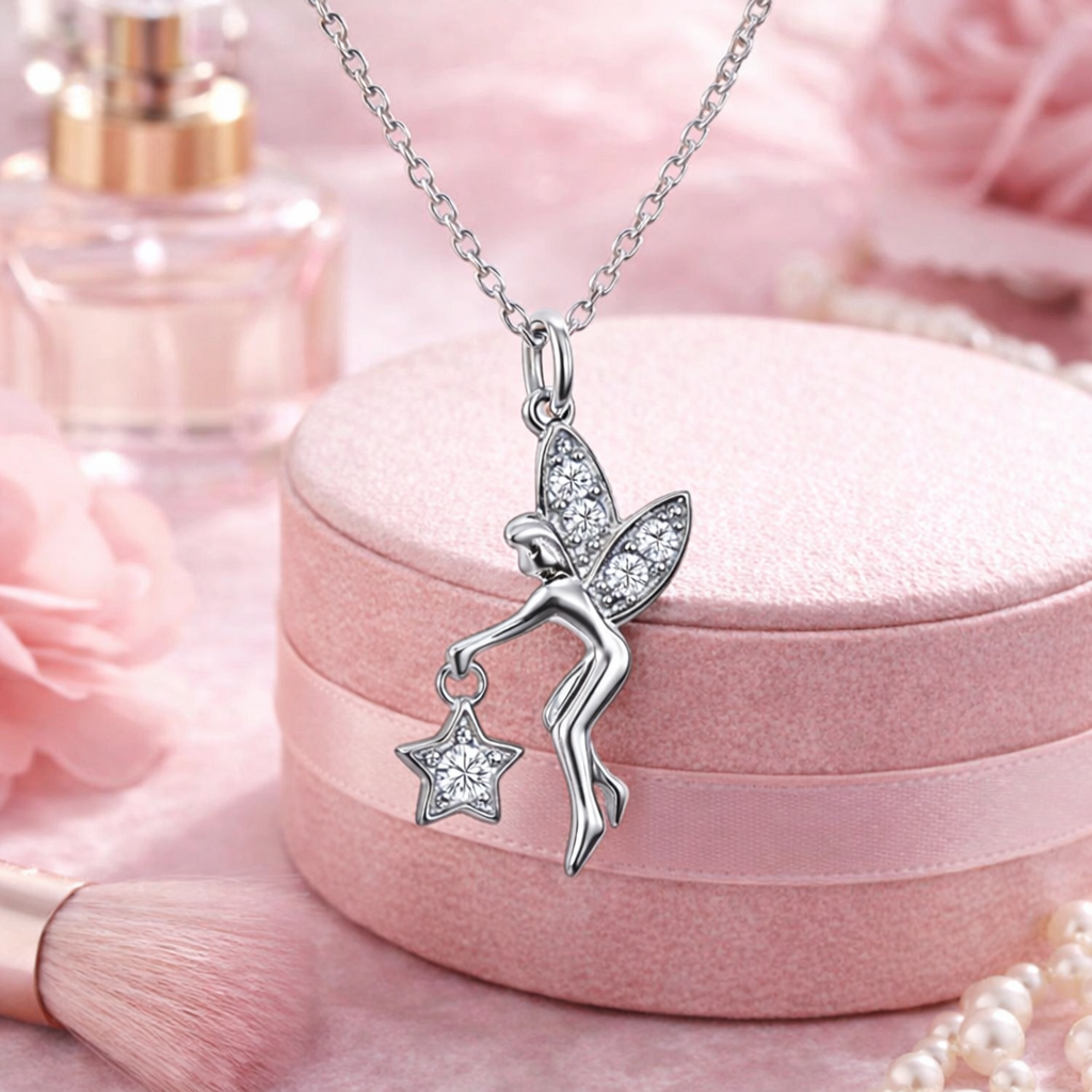 Collier Fée Étoile – Argent 925 Rhodié & Zirconium