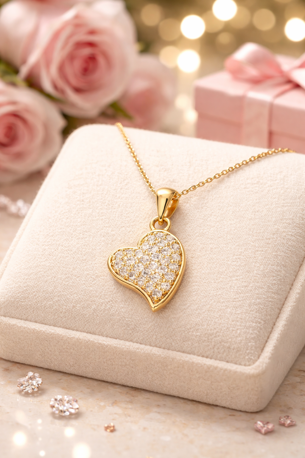 Collier Cœur Scintillant – Plaqué Or 18 Carats