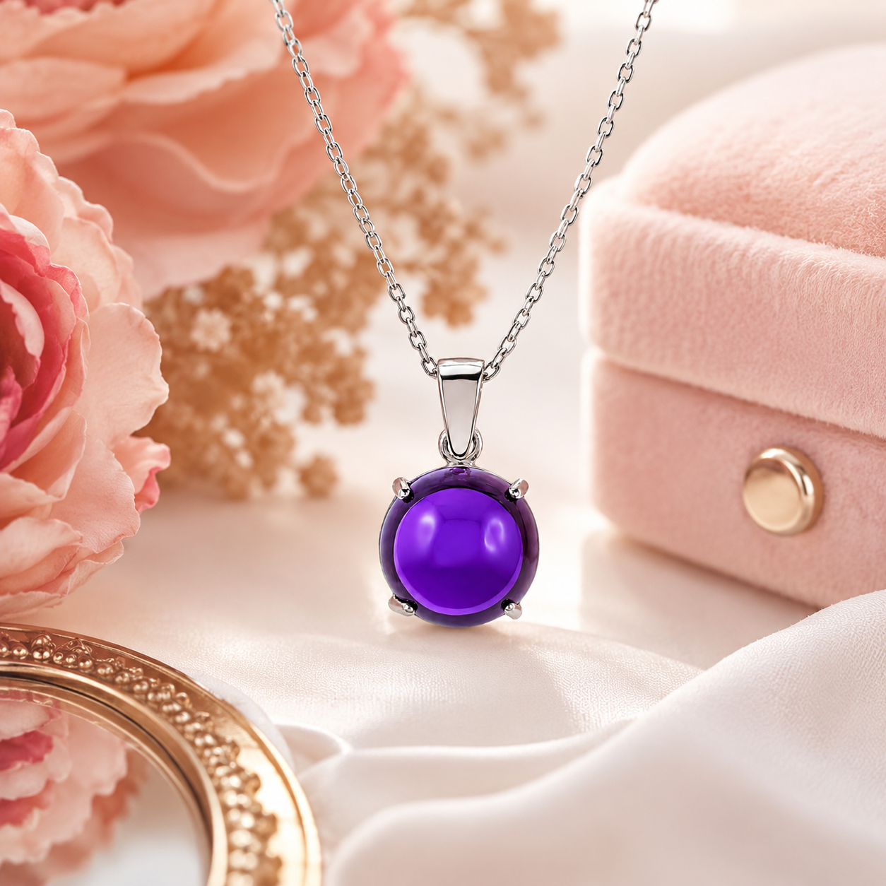 Collier Améthyste Véritable & Argent 925 Rhodié