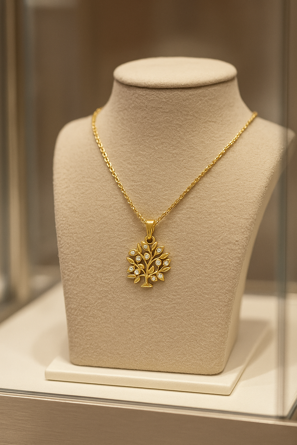 Collier Arbre de Vie – Plaqué Or 750‰ – Chaîne 40 cm + 5 cm • Bijou Symbolique & Élégant