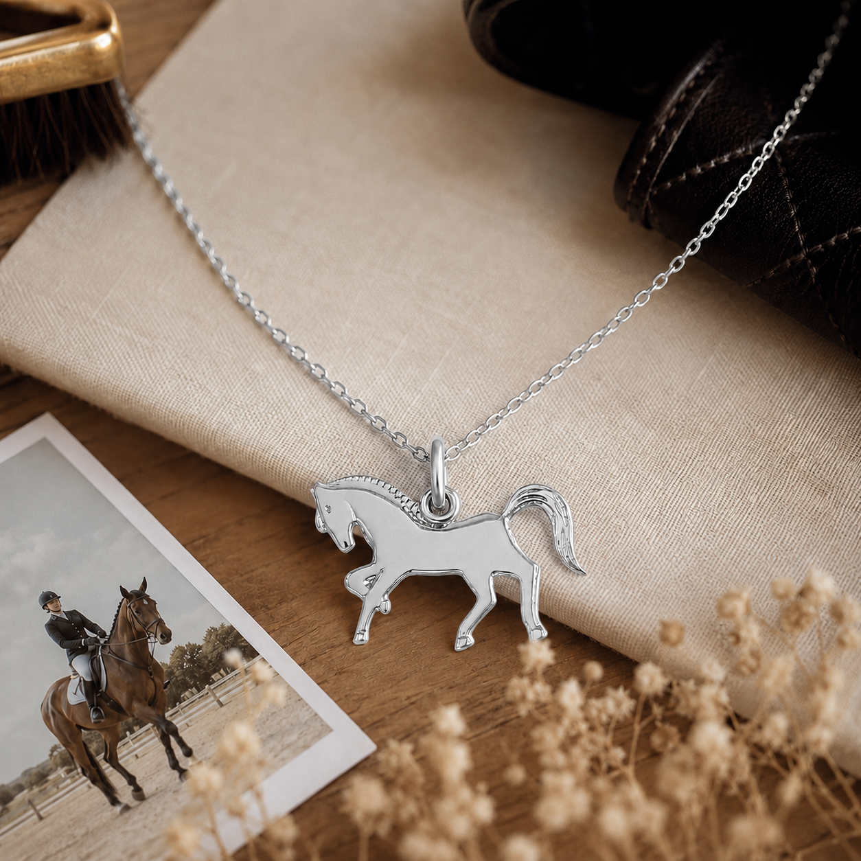 Collier Cheval en Argent 925 Rhodié – Orinae