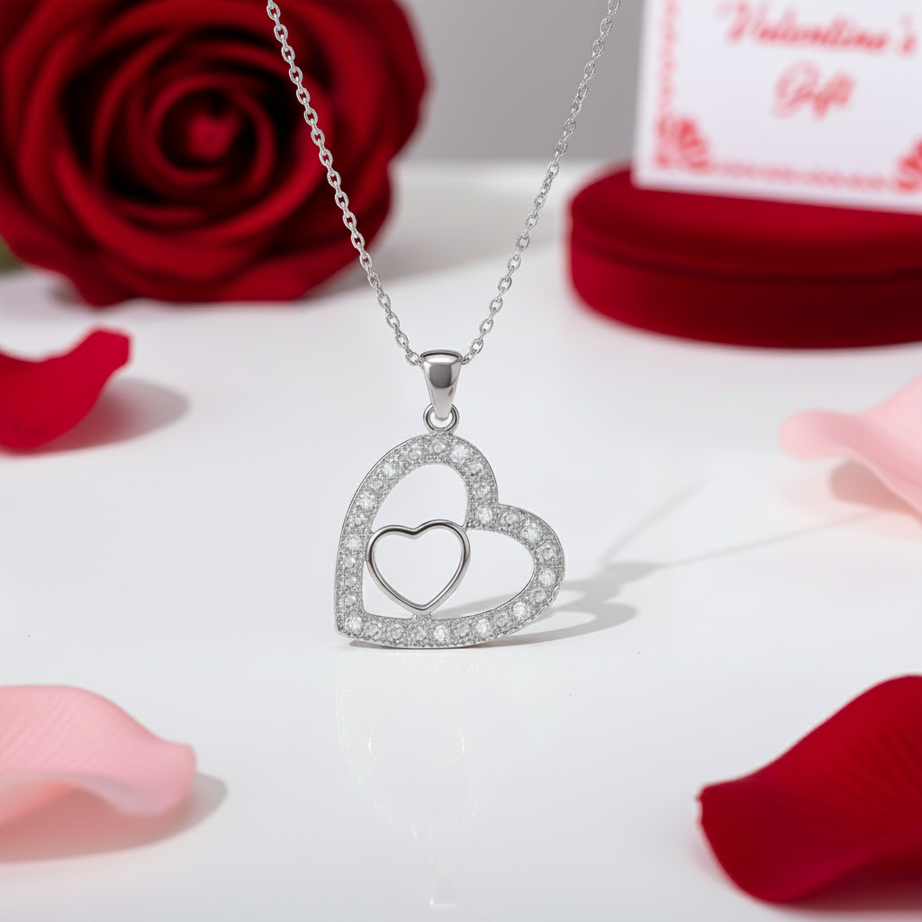 Collier Cœur Entrelacé – Argent 925 & Zirconiums