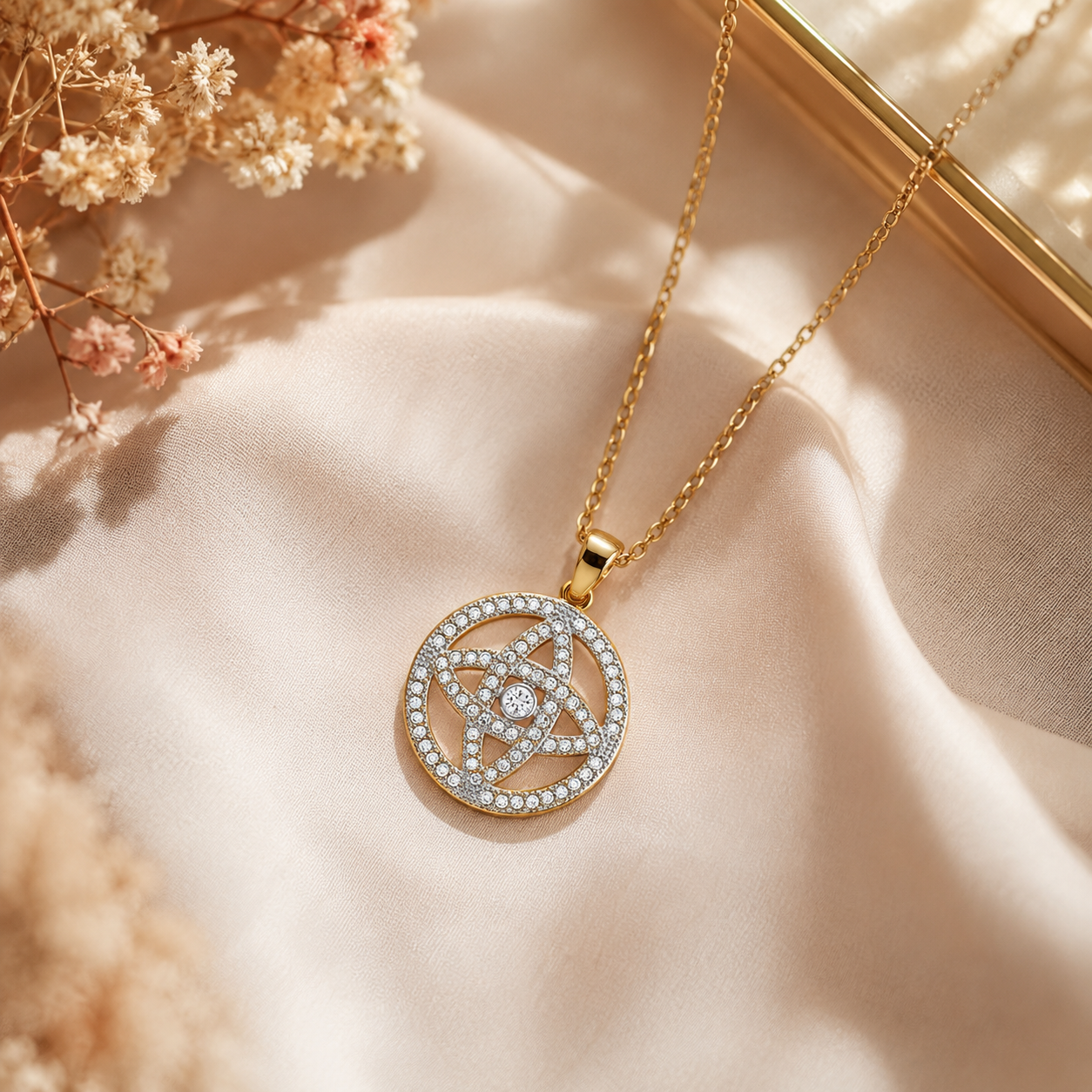 Collier Étoile Celtique Orinae – Plaqué Or Jaune & Blanc 18 Carats