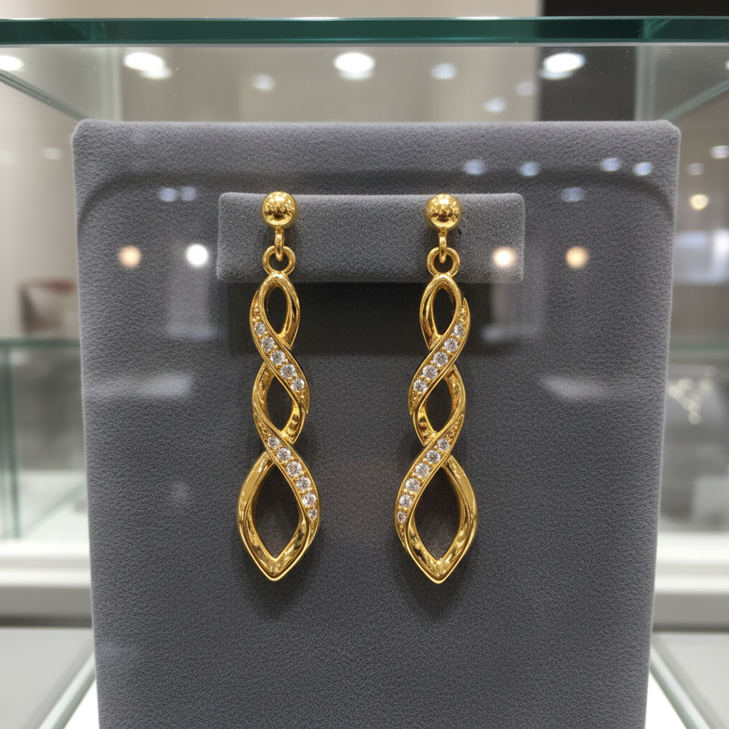 Boucles d’oreilles en Plaqué Or – Torsade Éclat & Zirconium