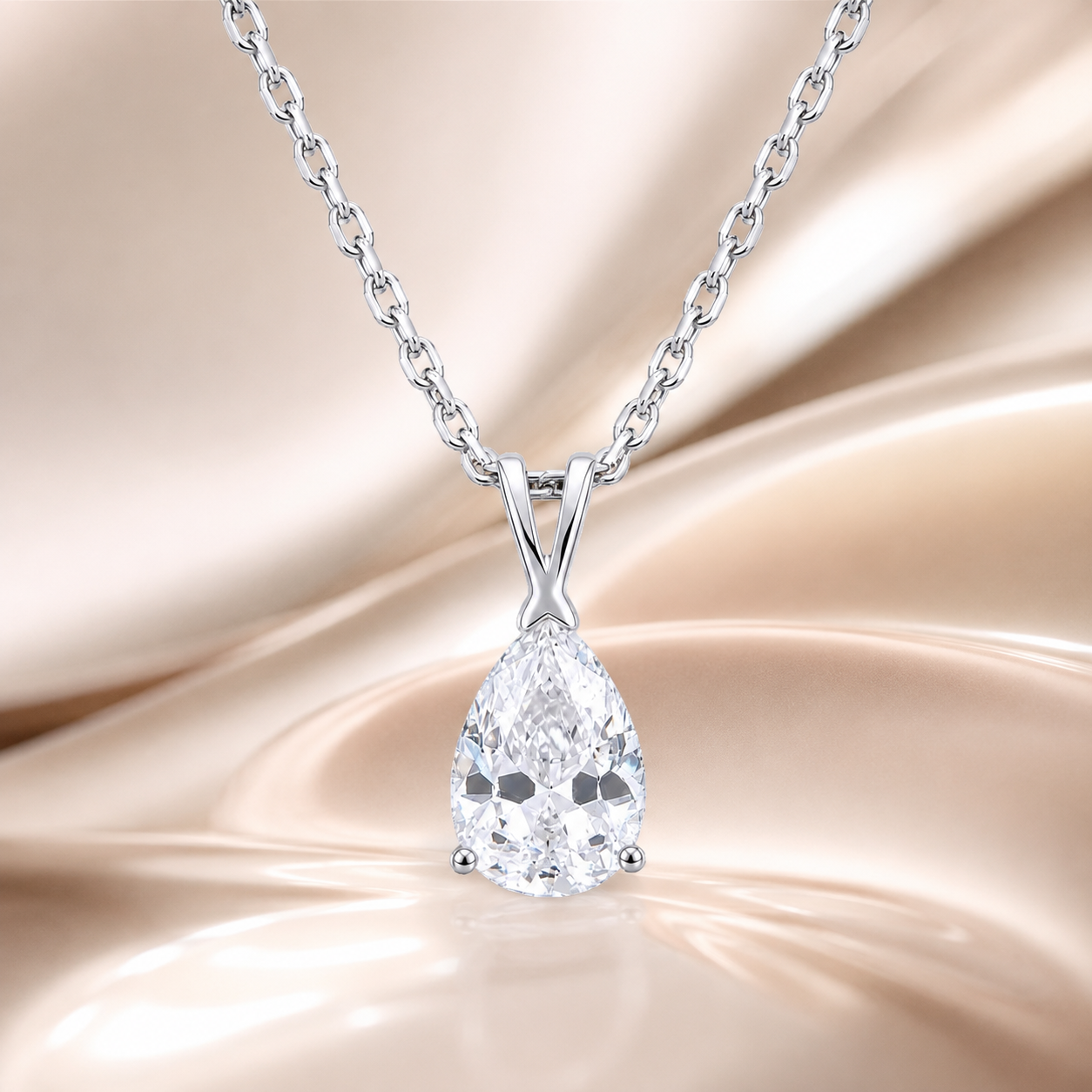 Collier Poire Éclat – Argent 925 Rhodié & Zirconium