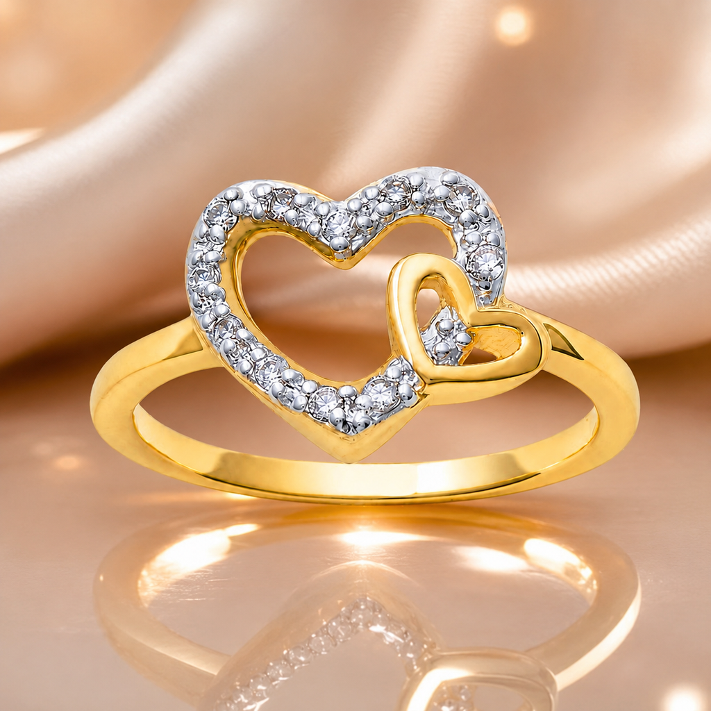 Bague Cœur Zirconium – Plaqué Or 18 Carats