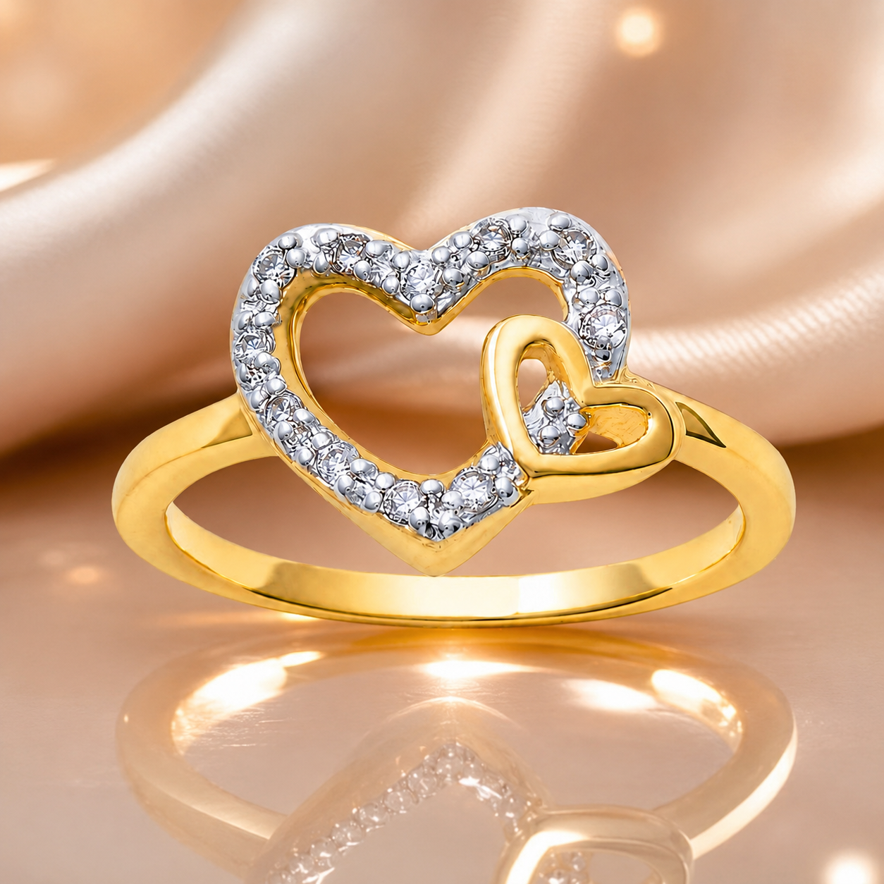Bague Cœur Zirconium – Plaqué Or 18 Carats