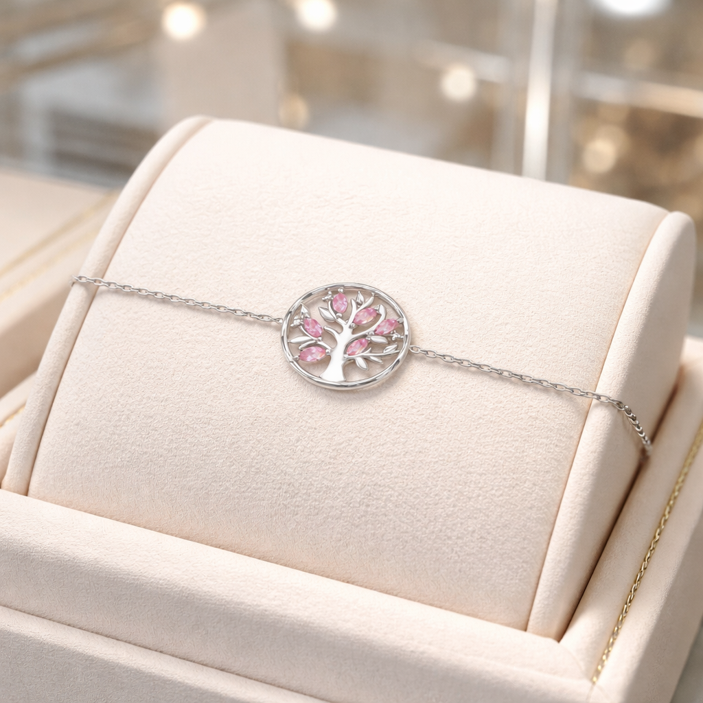 Bracelet Arbre de Vie en Argent 925 Rhodié & Zirconium