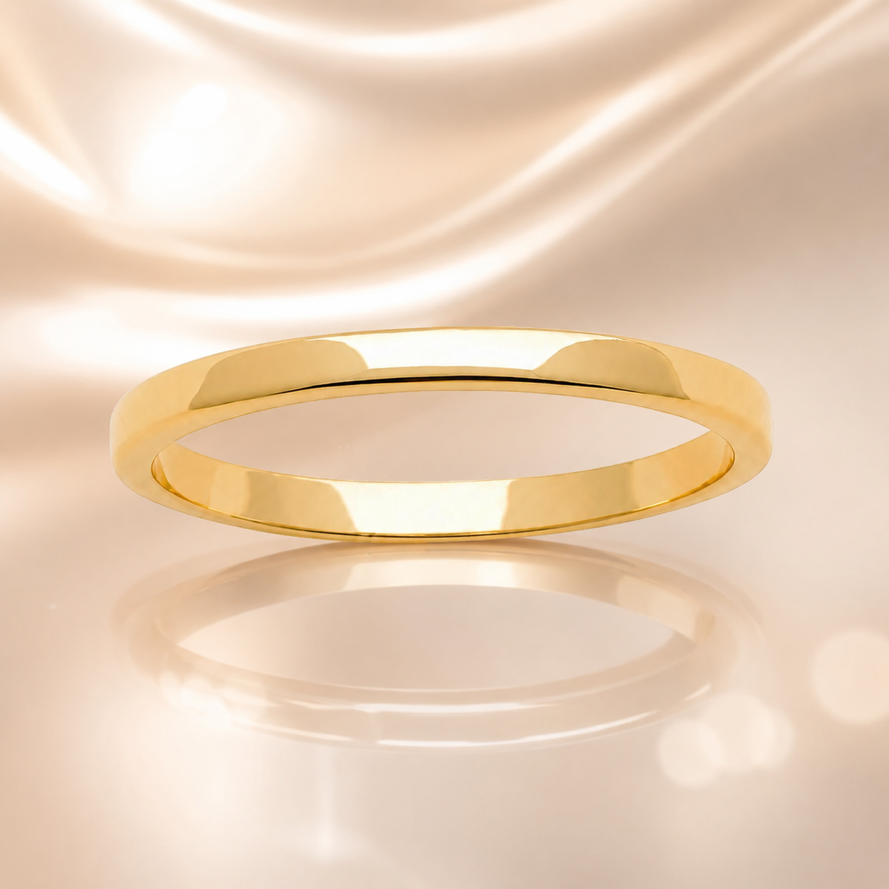 Alliance Fil Carré Plaqué Or 18 Carats – 2 mm