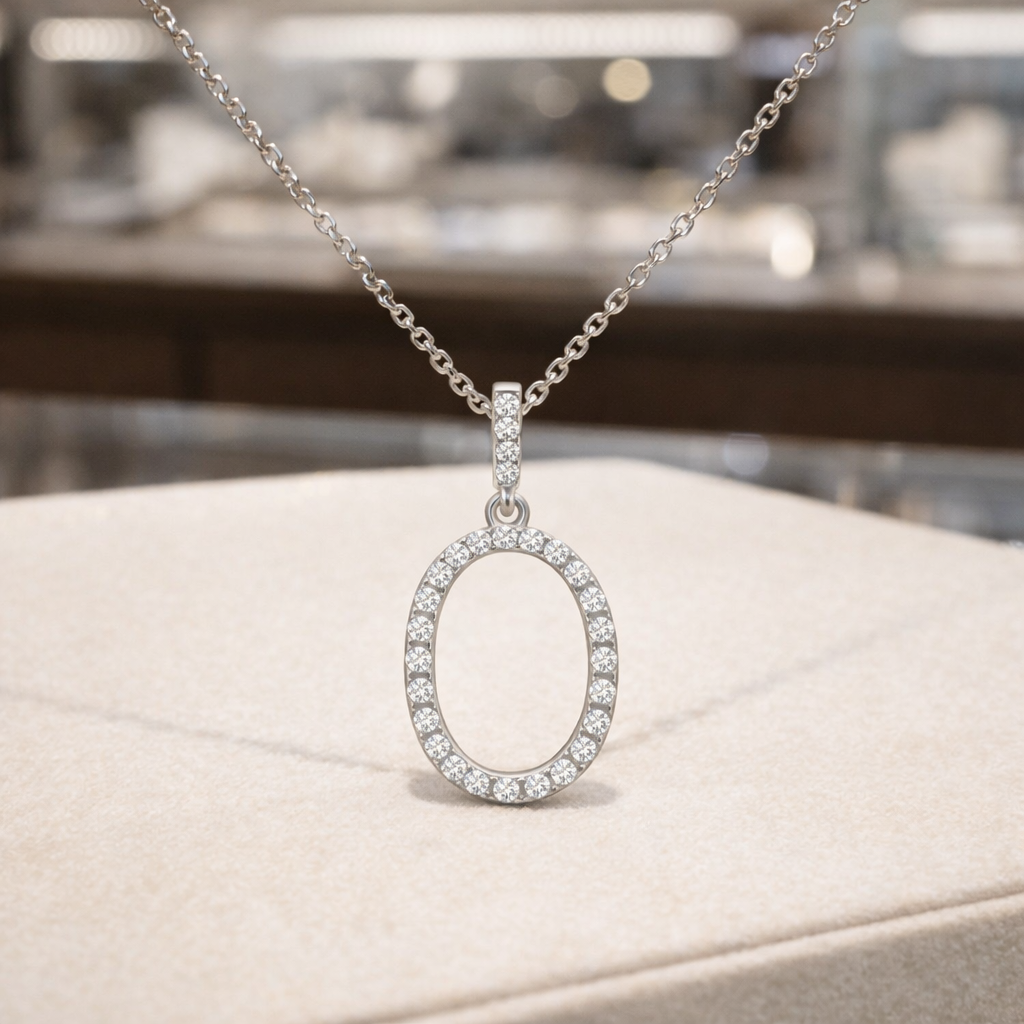 Collier Ovale Éclat – Argent 925 Rhodié & Zirconiums
