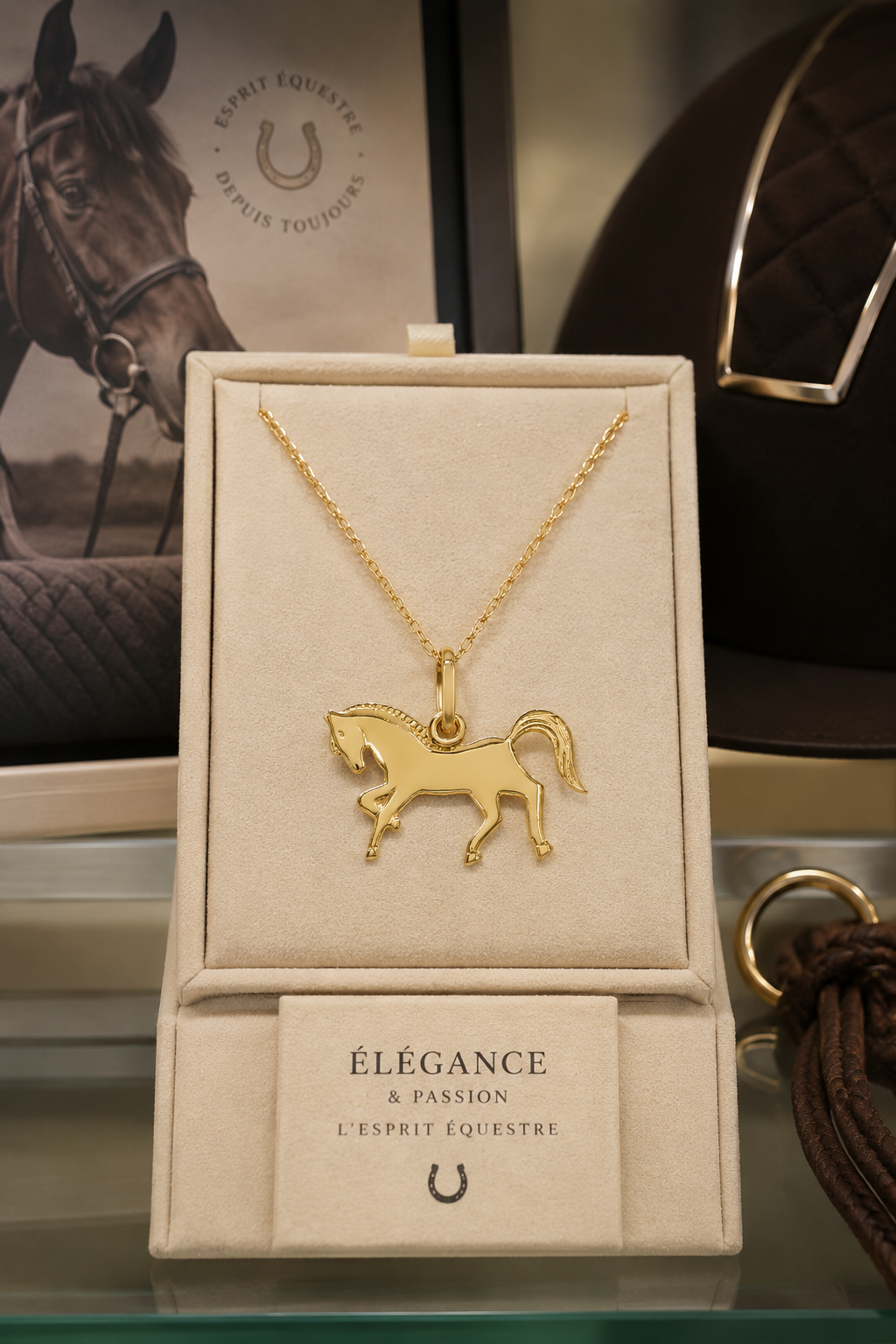 Collier Cheval en Plaqué Or Jaune 18 Carats – Orinae