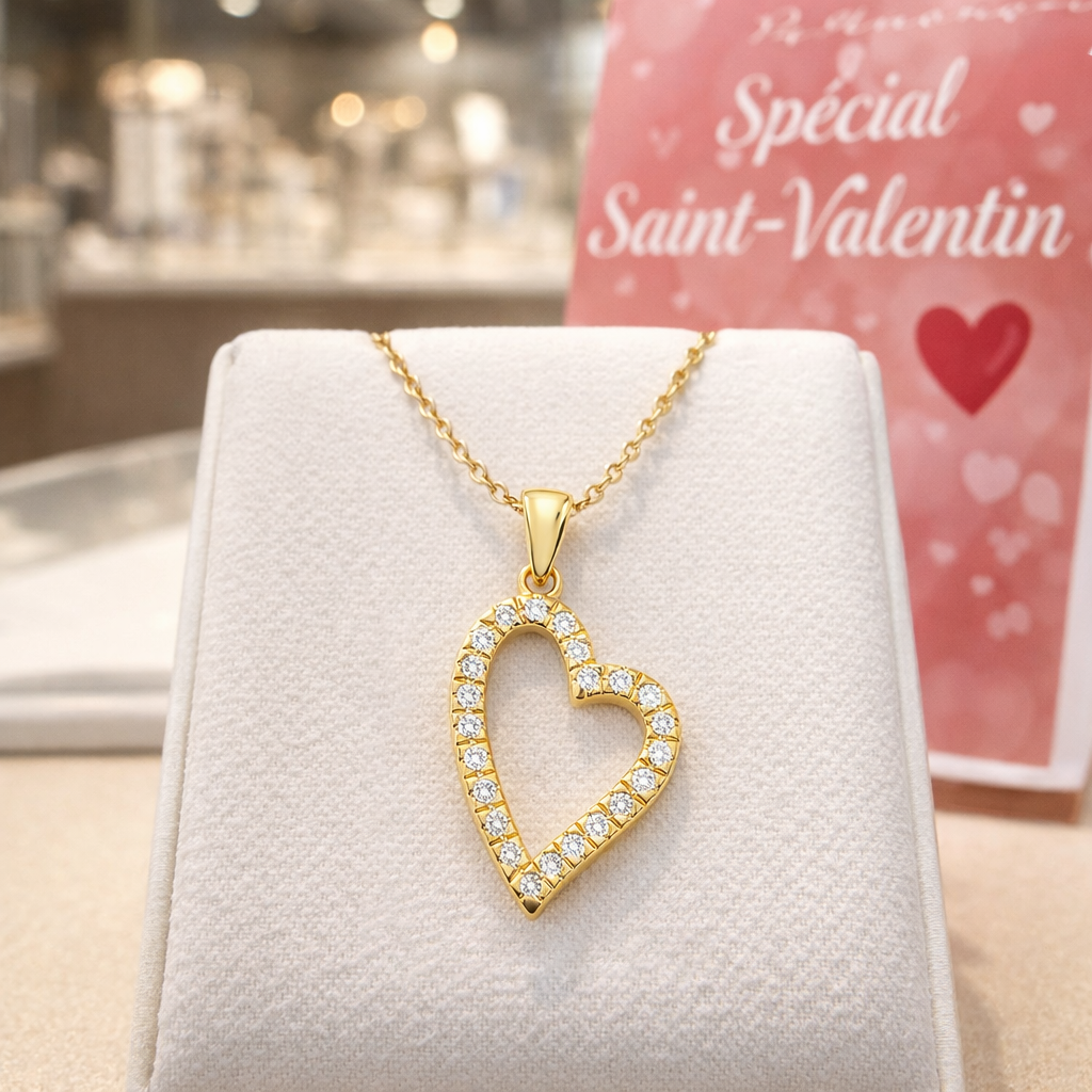 Collier Cœur Éclat – Plaqué Or 18 Carats & Zirconiums