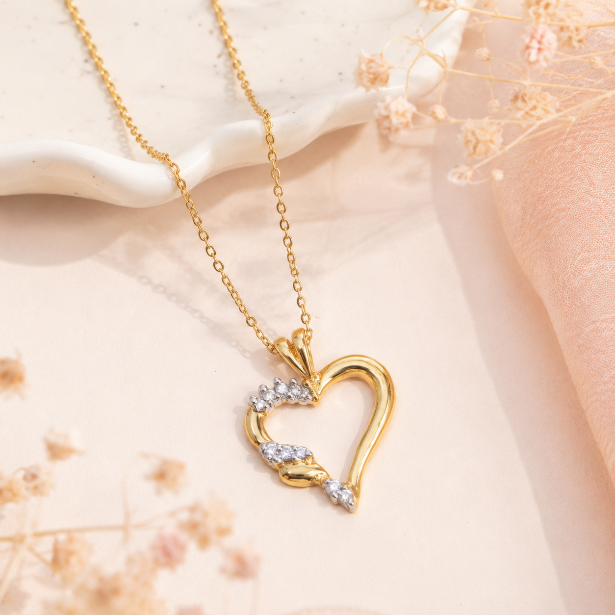Collier Cœur Éclat – Plaqué Or Jaune 18 Carats & Zirconiums