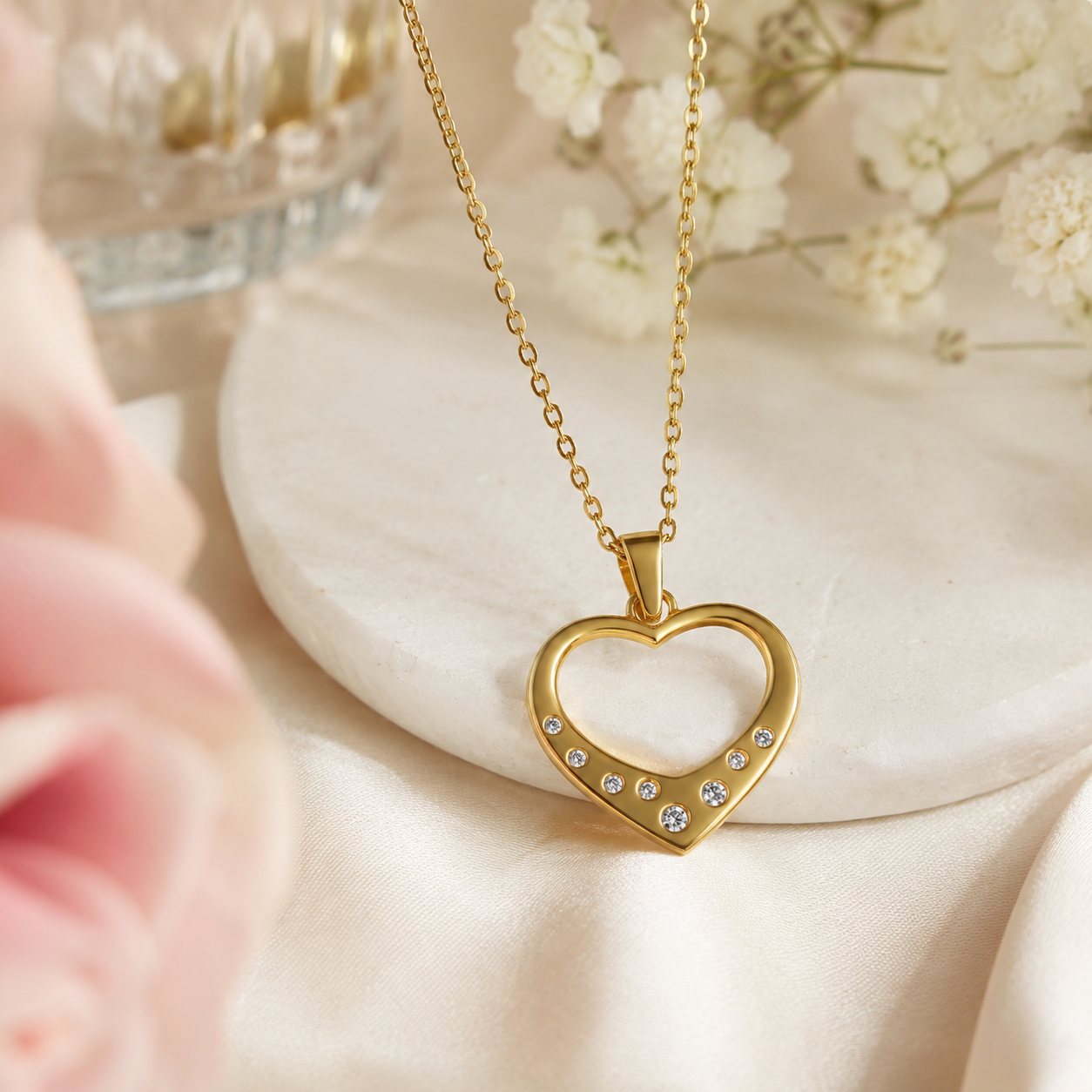 Collier Cœur Zirconia Plaqué Or Jaune 18 Carats