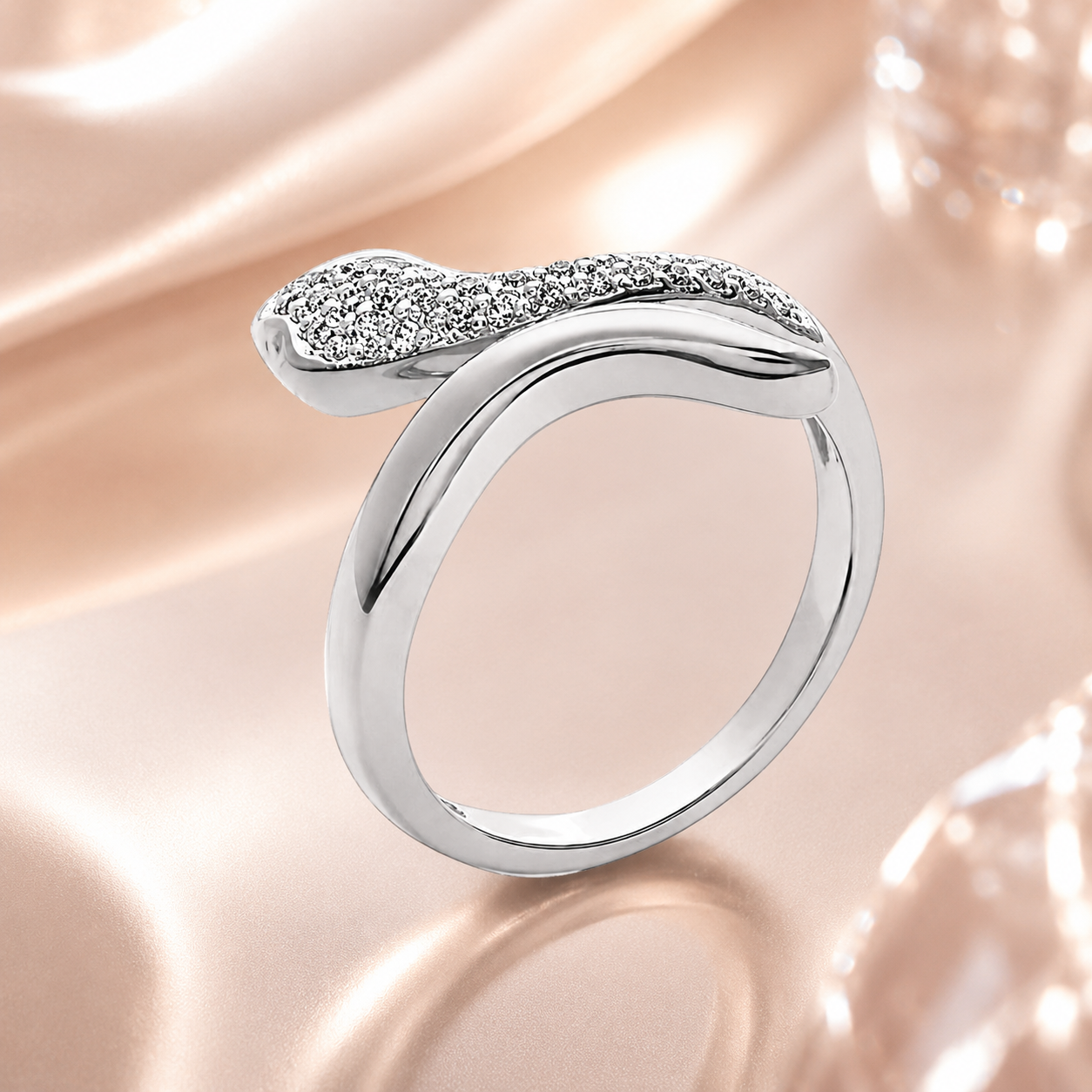 Bague Serpent Argent 925 Rhodiée & Zirconiums