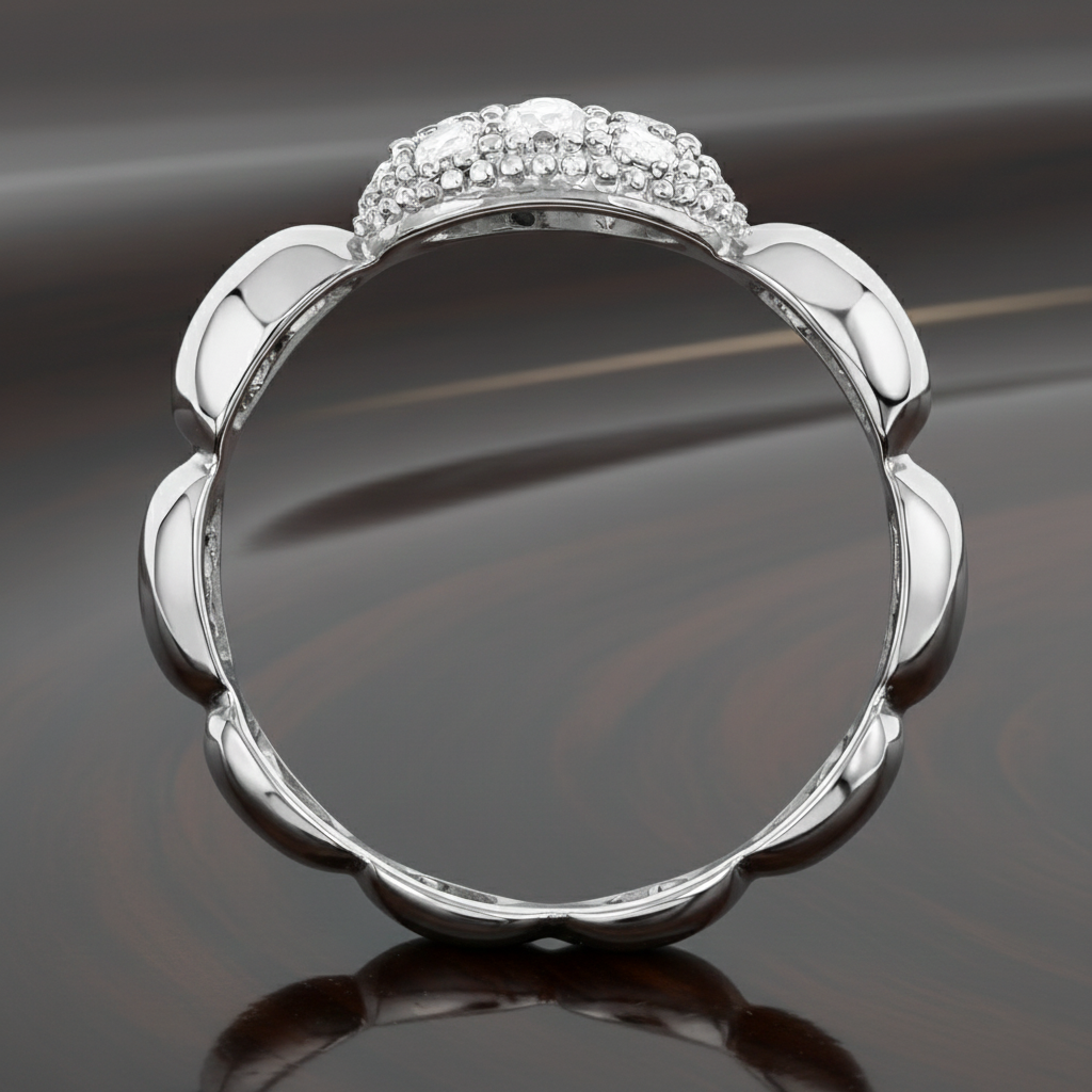 Bague Pavée en Zirconium – Argent 925 Rhodié