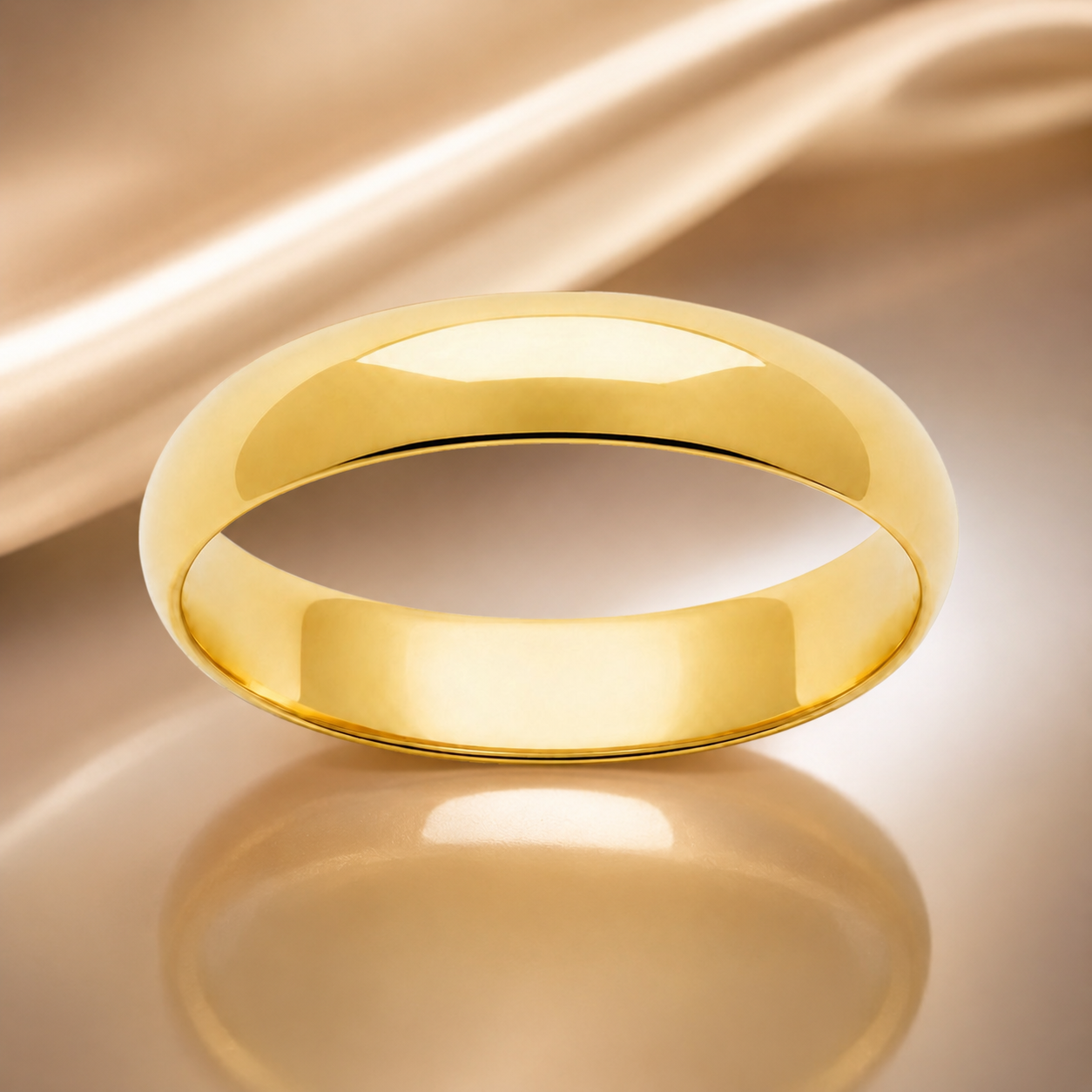 Alliance Bombée Plaqué Or 18 Carats — 4 mm