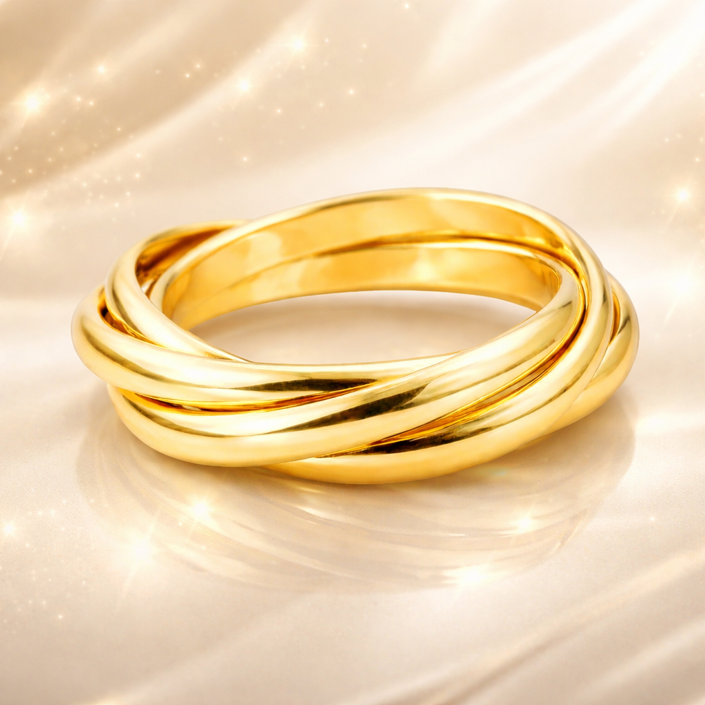 Bague 3 anneaux entrelacés – Plaqué or 18 carats