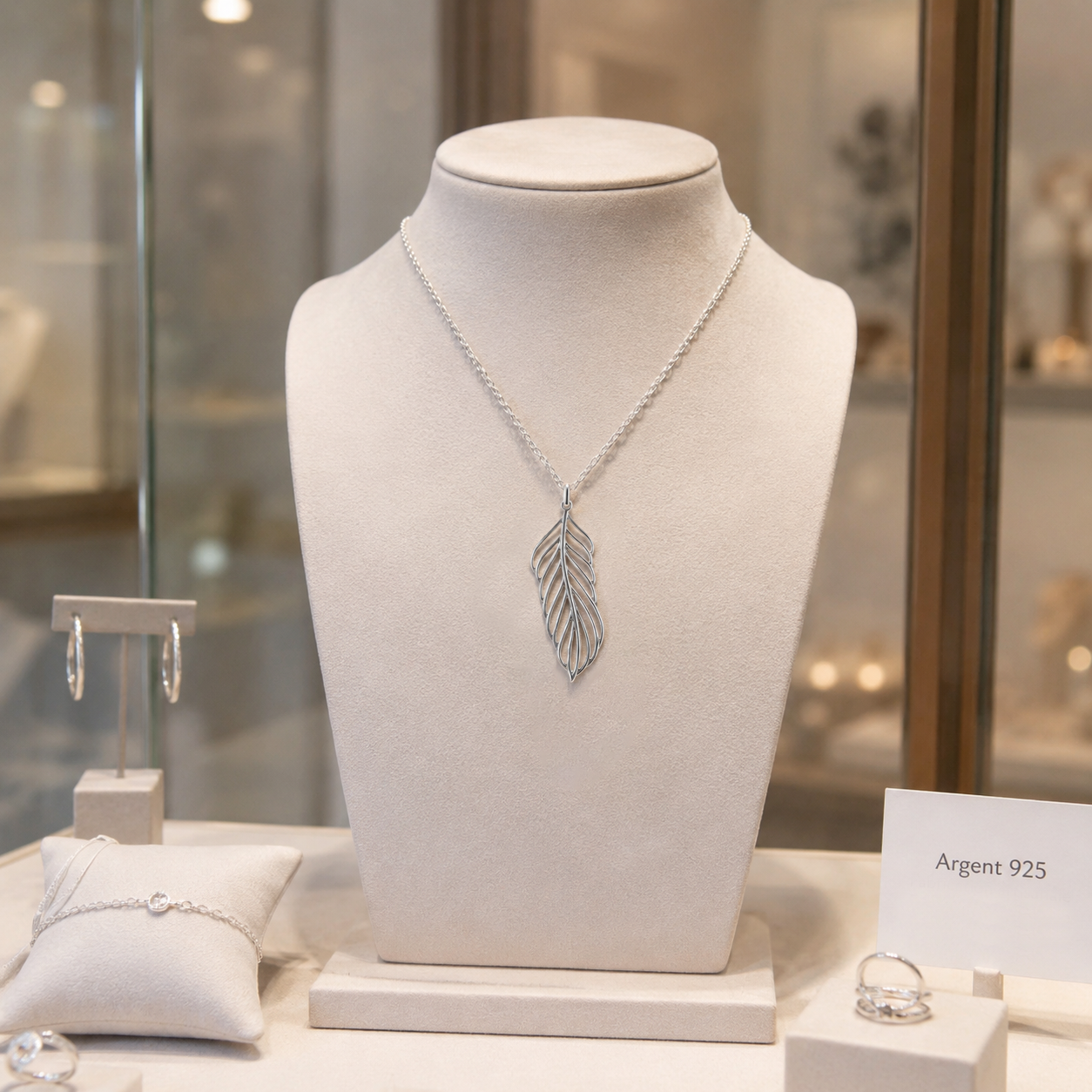 Collier Plume Argent 925 Massif