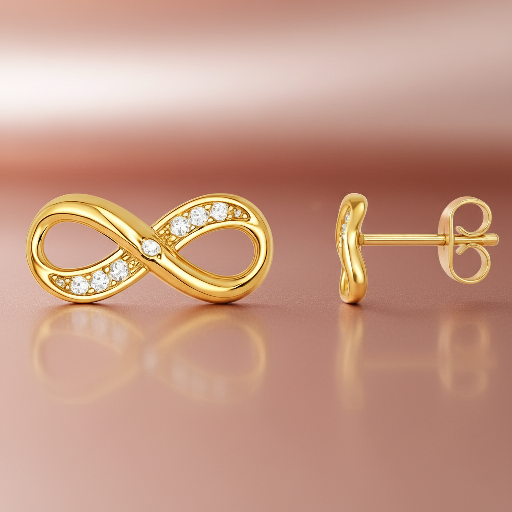 Boucles d’oreilles Infinity – Plaqué Or 18K & Zirconiums