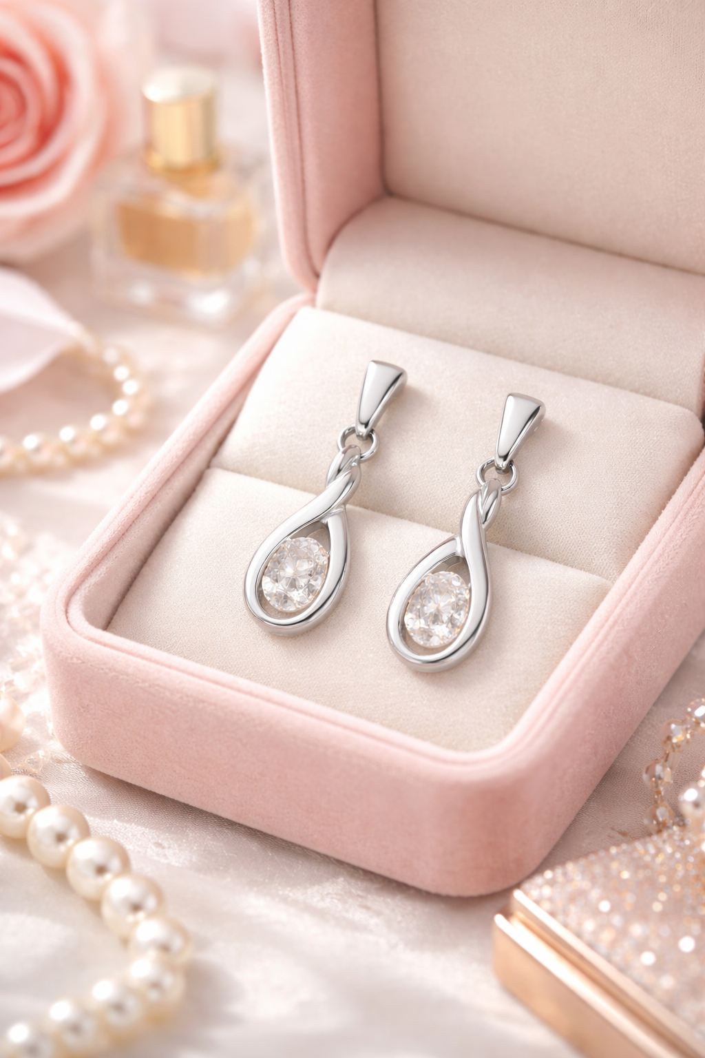 Boucles d’oreilles Argent 925 Rhodié & Zirconium – Élégance Intemporelle