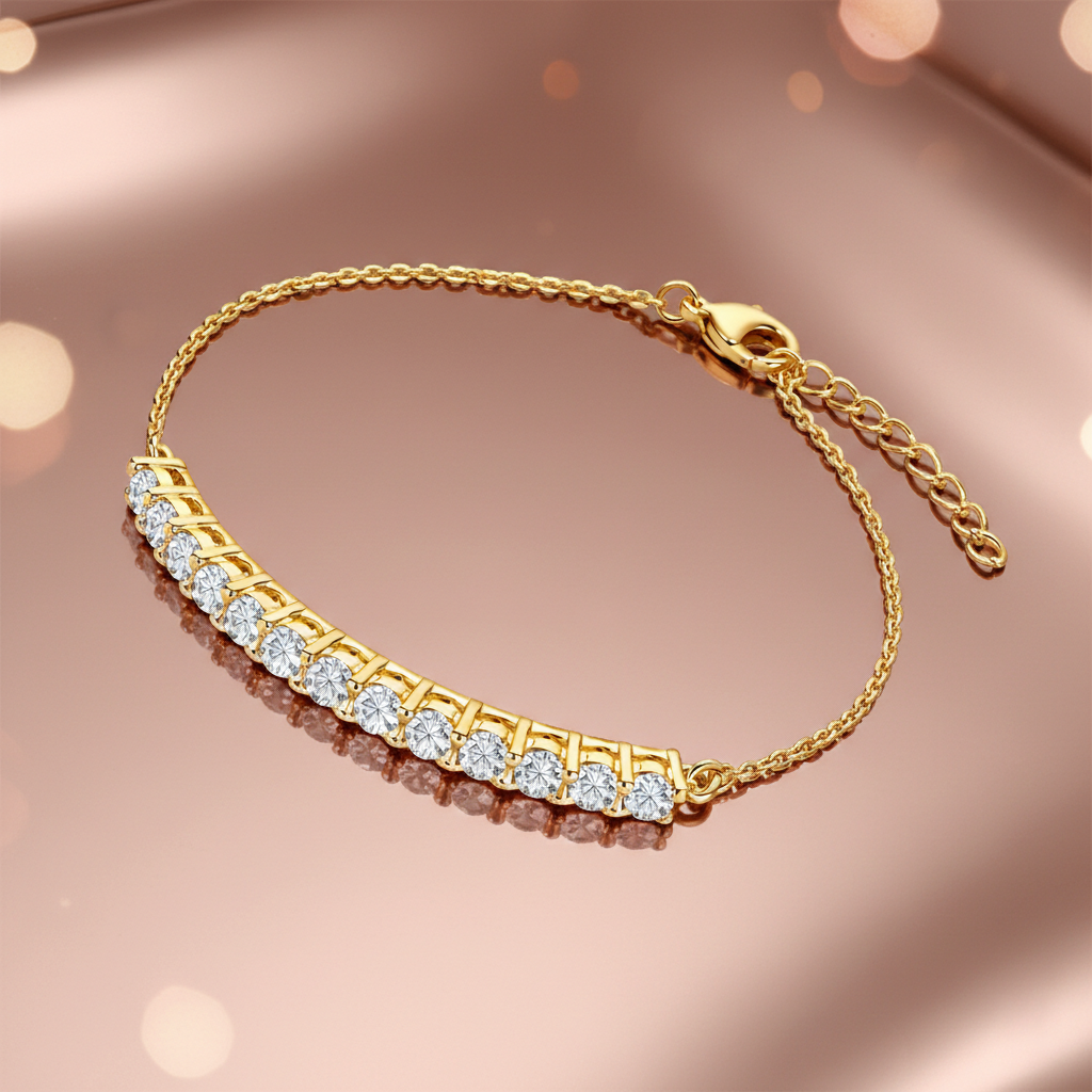 Bracelet Plaqué Or 18 Carats & Zirconiums