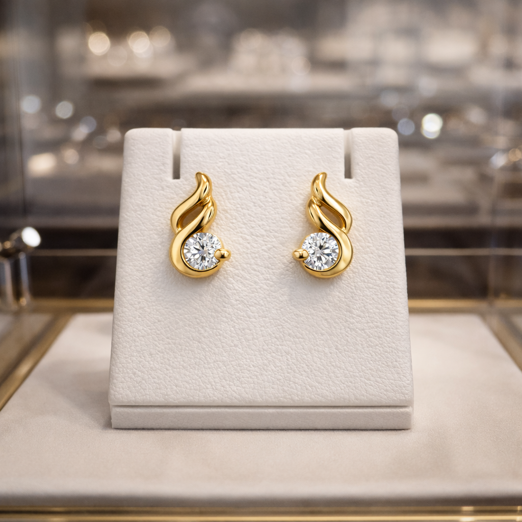 Boucles d’oreilles plaqué or 18 carats & zirconium