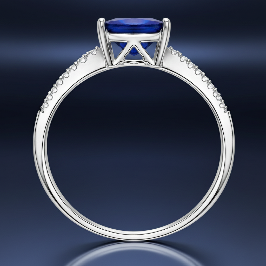 Bague Carrée Élégance – Argent 925 Rhodié & Zirconium Bleu
