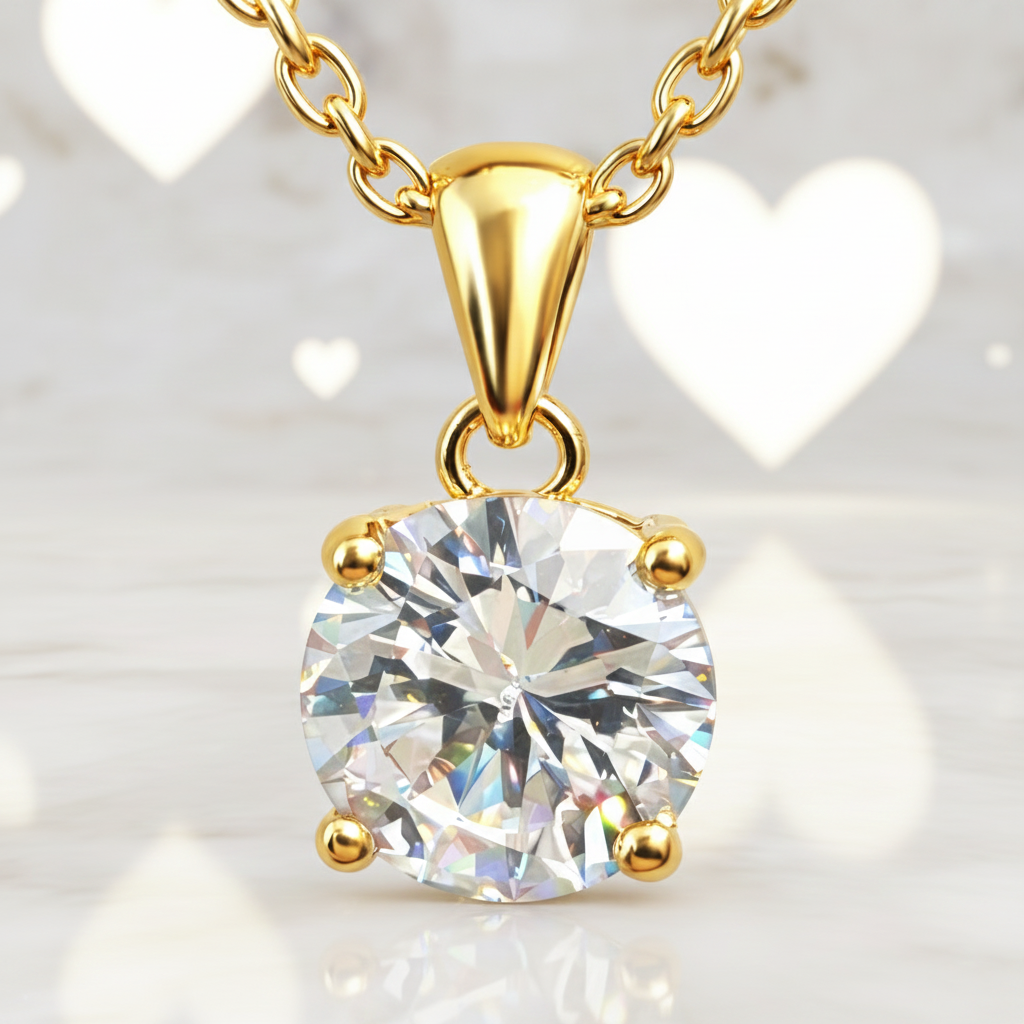 Collier Solitaire Zirconium – Plaqué Or 18 Carats