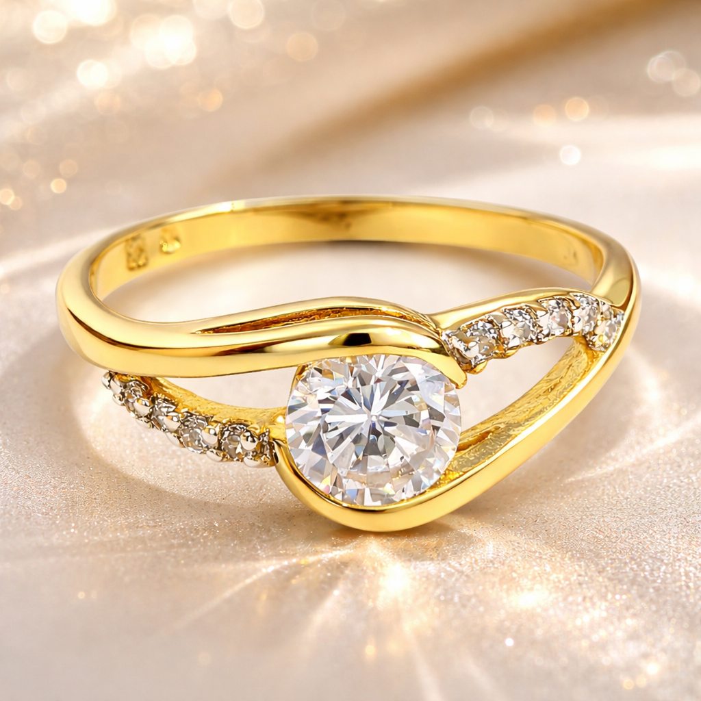 Bague Éclat – Plaqué Or 18 Carats & Zirconium