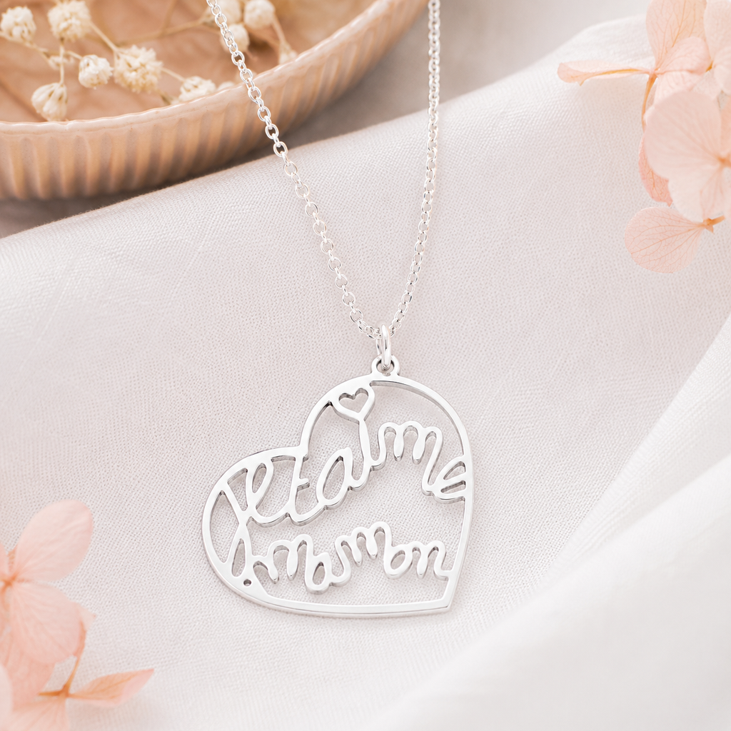 Collier Cœur "Je t'aime Maman" en Argent 925