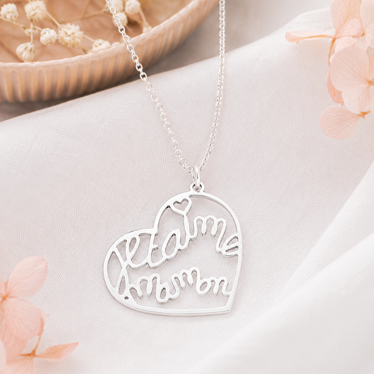Collier Cœur "Je t'aime Maman" en Argent 925