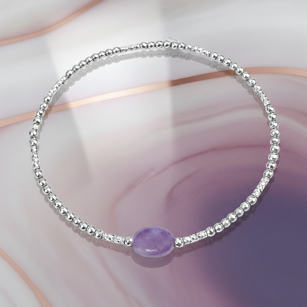 Bracelet en Argent 925 Rhodié & Améthyste