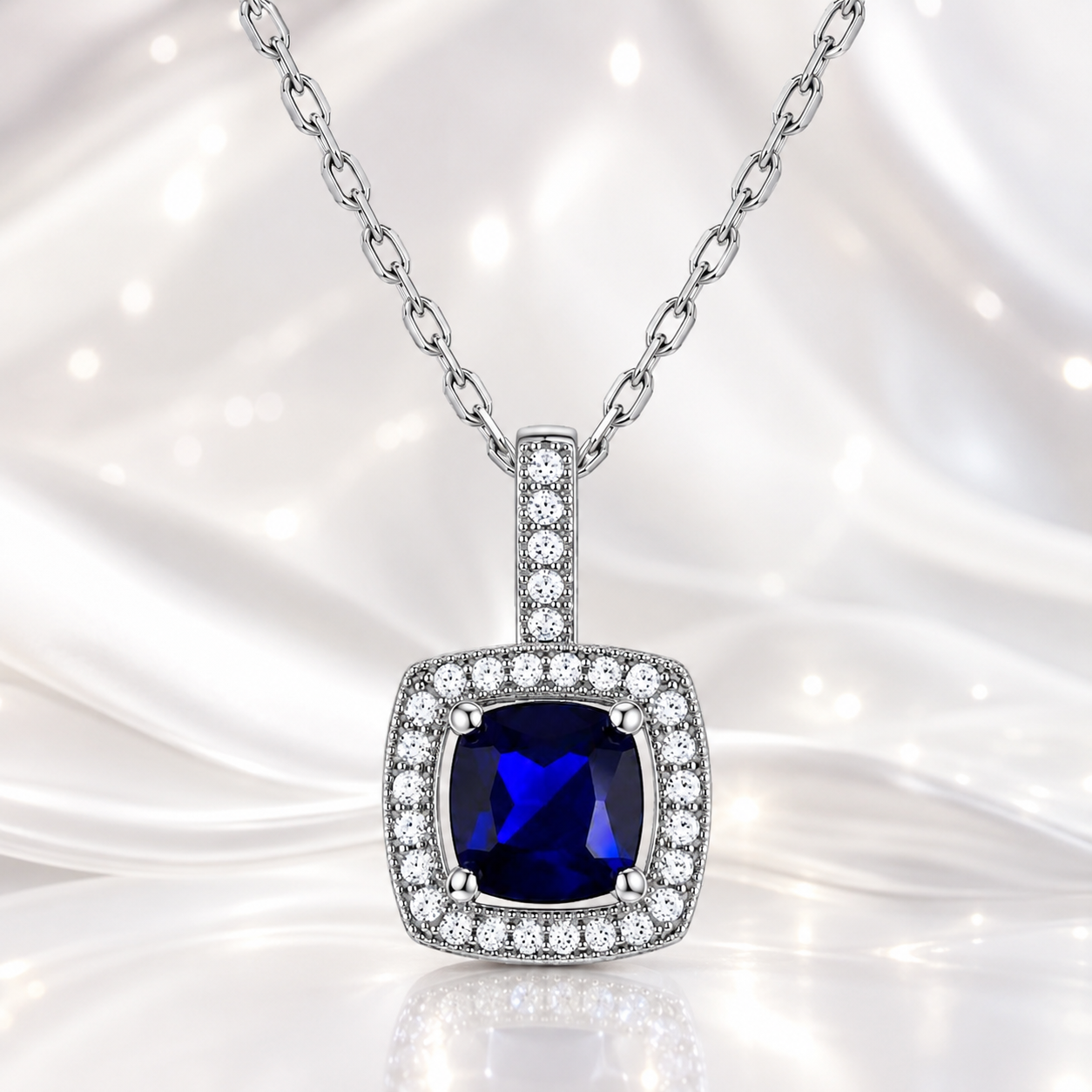Collier Saphira Bleu – Argent 925 Rhodié & Zirconiums