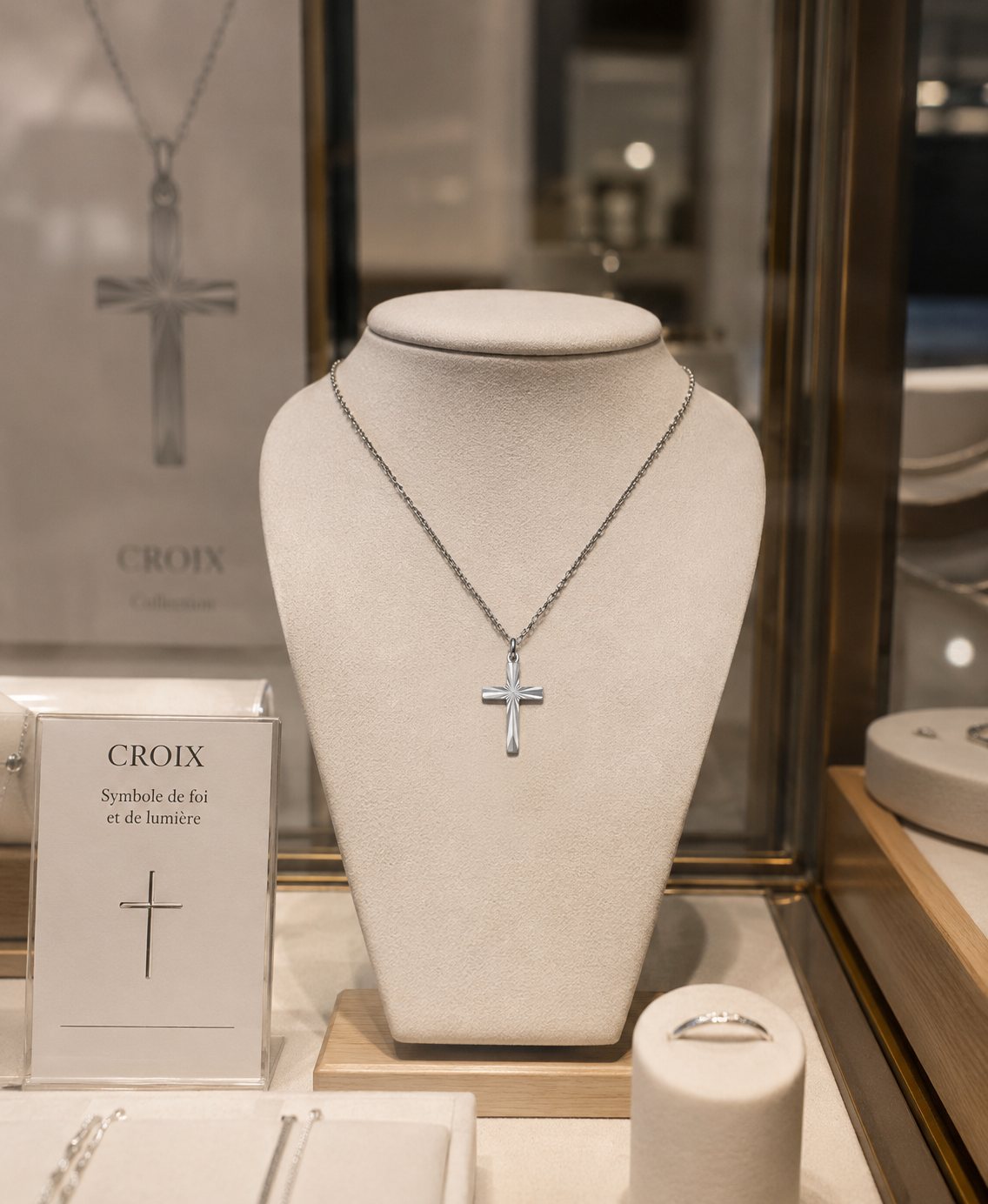 Collier Croix en Argent 925 Rhodié – Pendentif Gravé | Orinae