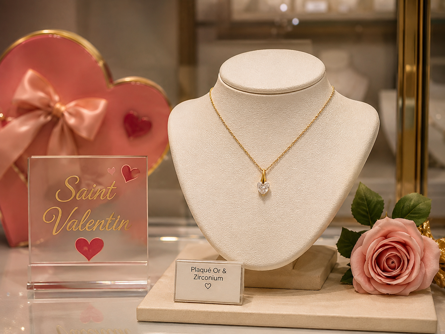 Collier Cœur Éclat – Plaqué Or Jaune 18 Carats & Zirconium