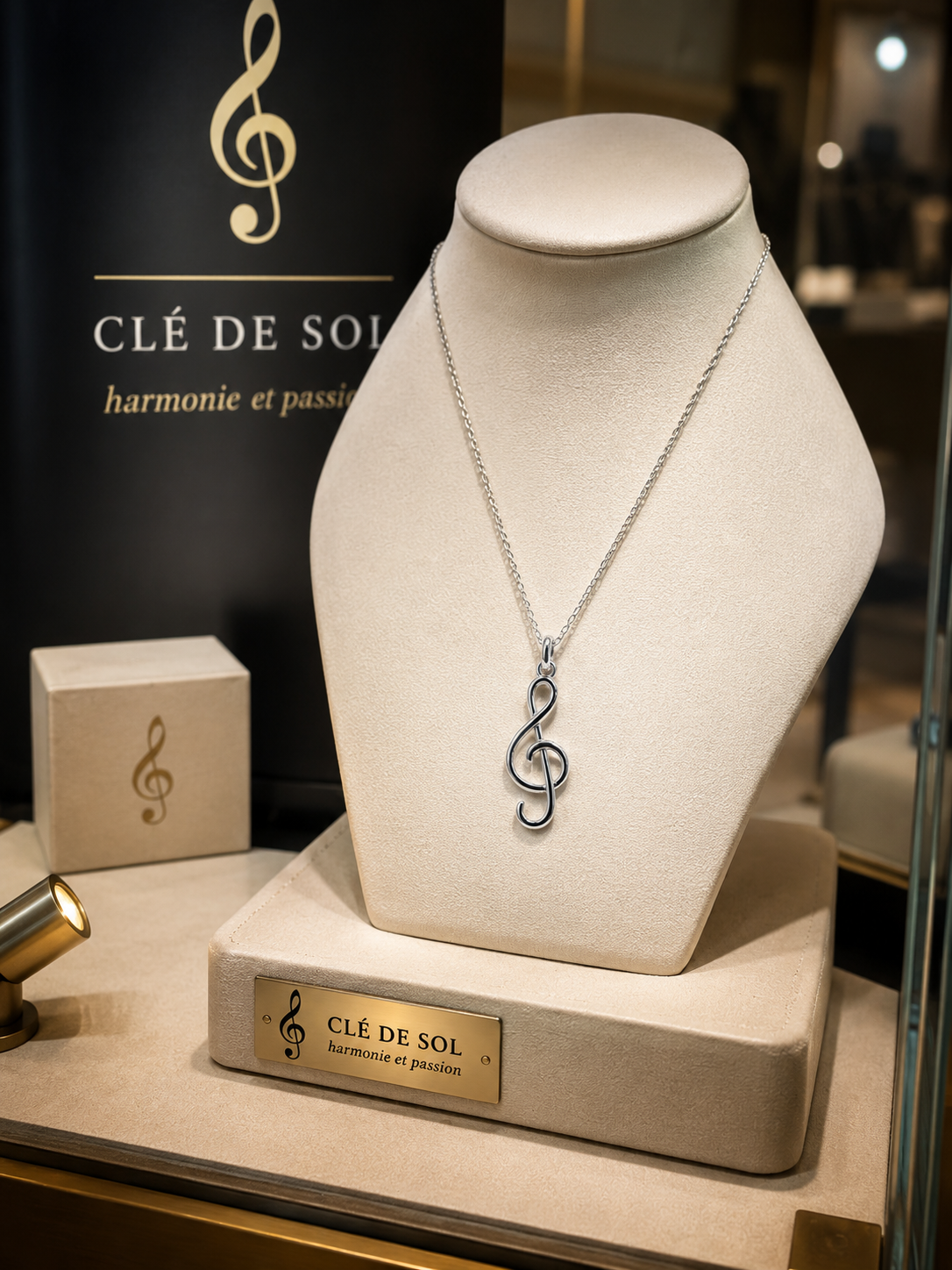 Collier Clé de Sol en Argent 925 Rhodié – Mixte